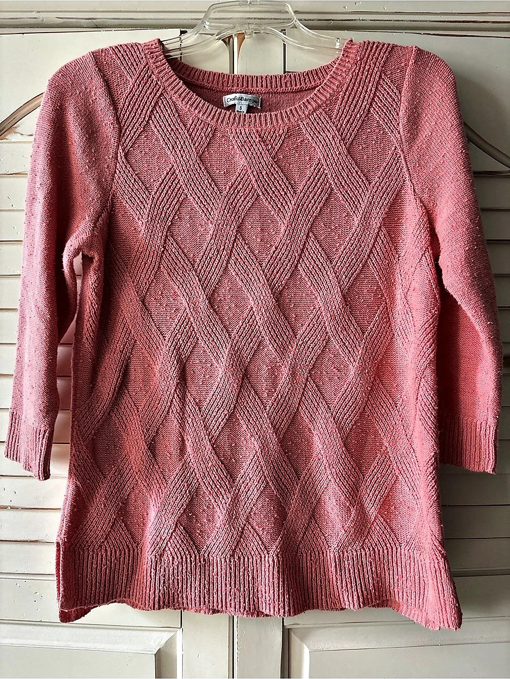 Croft & Barrow Geometric Knit Sweater in Pink Size Small